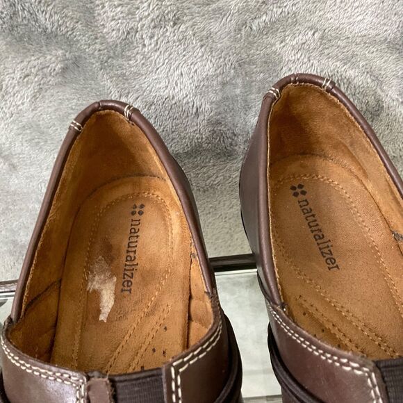 Naturalizer Nasan comfort shoes women’s SZ 8 Brown Leather Slip On Loafers Flex - Picture 4 of 11